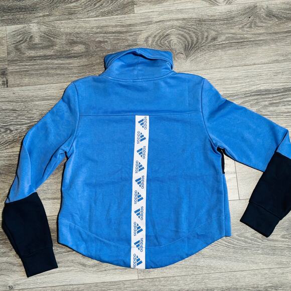 Adidas Sport 2 Womens Crop Blue Street Mock Neck Sweatshirt Size XS 0322 - Picture 8 of 11